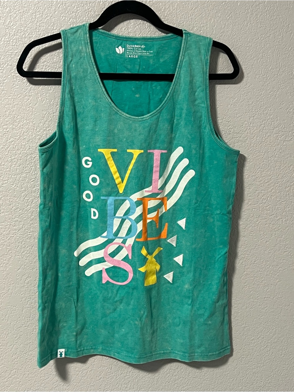 Dutch Bros Teal Cotton Logo Tee - Turquoise/White Print